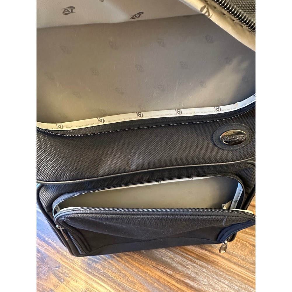 American Tourister Black Ballistic Nylon Rolling Carry On Luggage Upright Bag - Picture 5 of 14